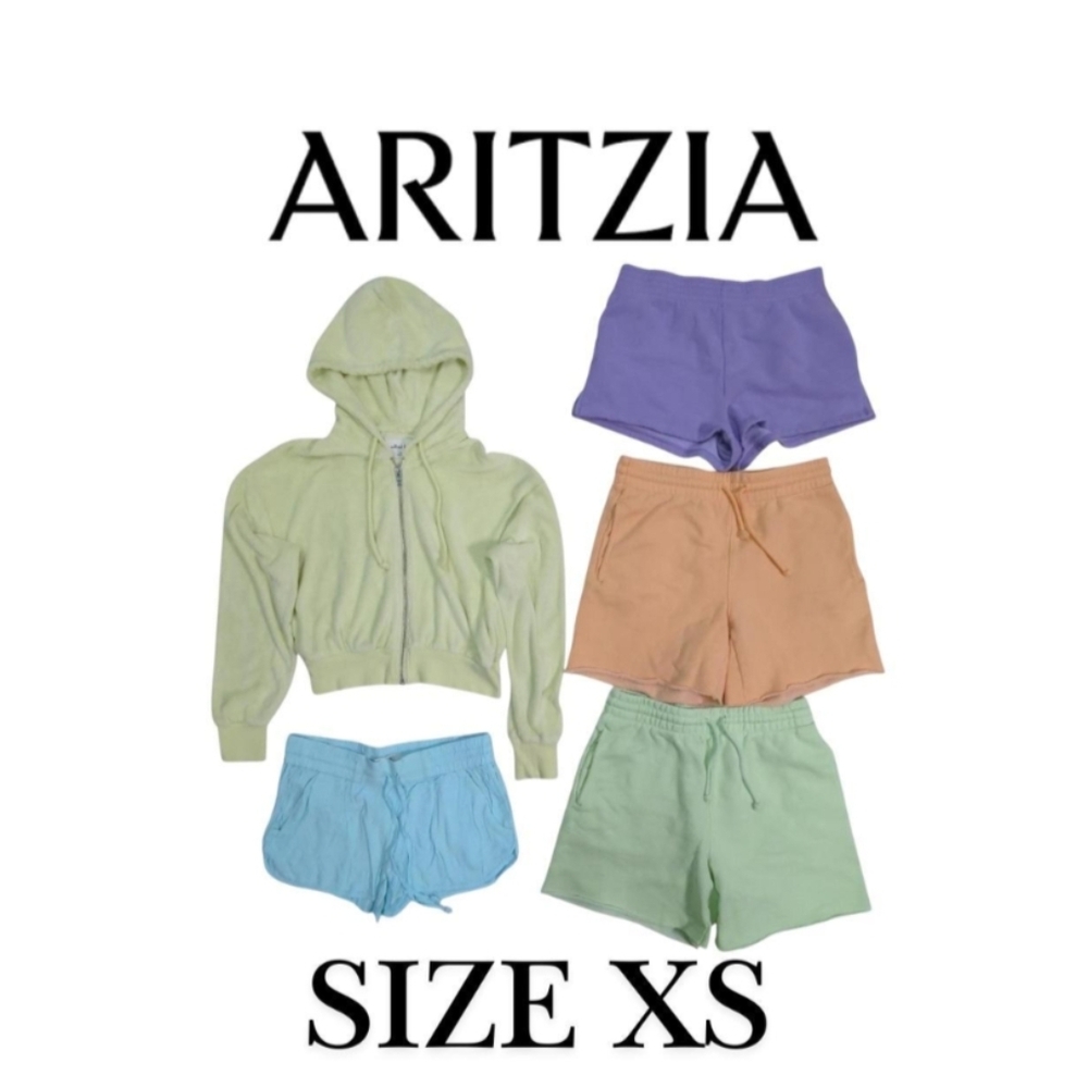 5 pcs pastel Aritzia Style Bundle size XS TNA Fleece Shorts Terry Cloth Hoodie